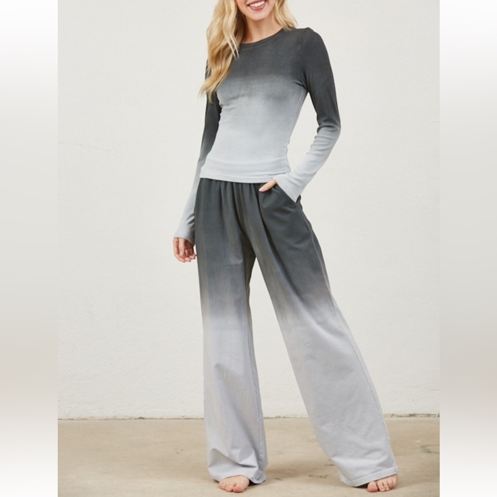 ShopEvelynne Gray Ombre Wide Leg lounge set